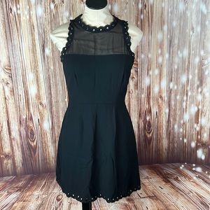 Sam Edelman LBD Sleeveless Black Sheer Scalloped Edge Dress 4